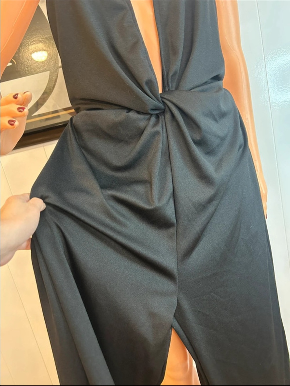 Charlotte Russe Black Twist-Front Sleeveless Jumpsuit